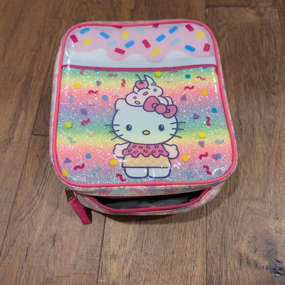 Sanrio Hello Kitty lunchbox - pink glitter cupcake, 9"x8"x3" - Picture 1 of 2